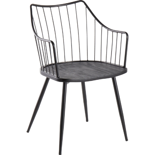 Winston Accent Chair in Black Wood & Black Metal